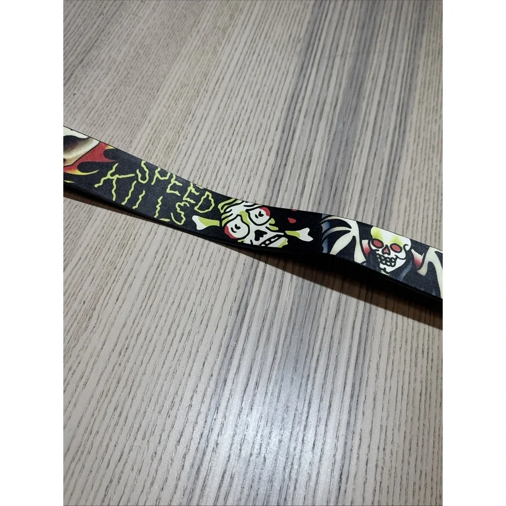 Ed Hardy Men Reversible Belt 42 Black Tattoo Skull Live to Ride Bonded Leather